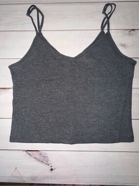 Victoria’s Secret Gray Ribbed Cami Tank Top Size L Soft Stretch Basic